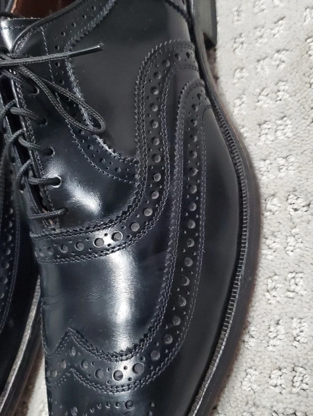 Allen Edmonds McAllister Black Leather Wingtip Oxford Shoes Men Size 8.5 D USA